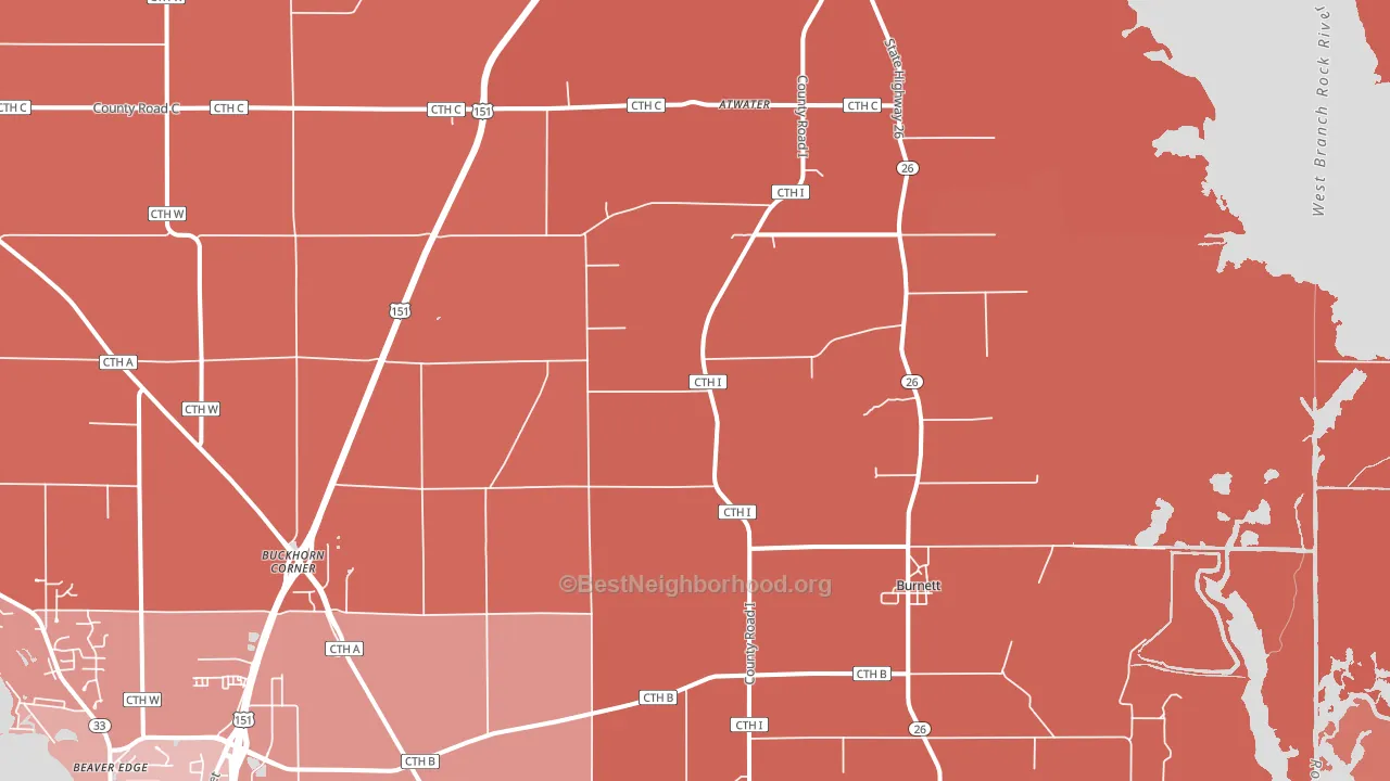 Burnett, WI block-group political-lean map