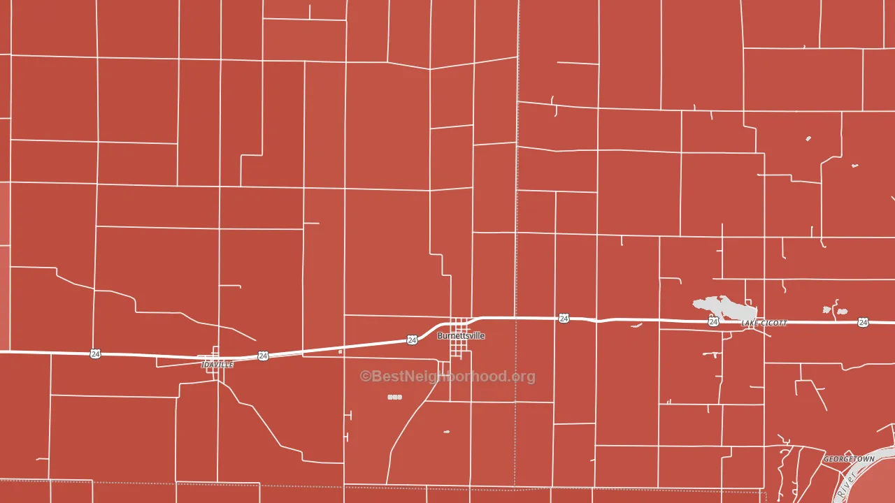 Burnettsville, IN block-group political-lean map