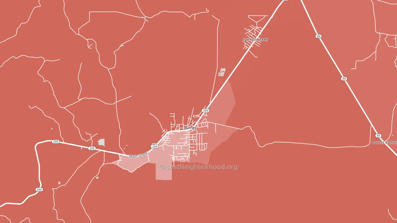 Burney, CA block-group political-lean map
