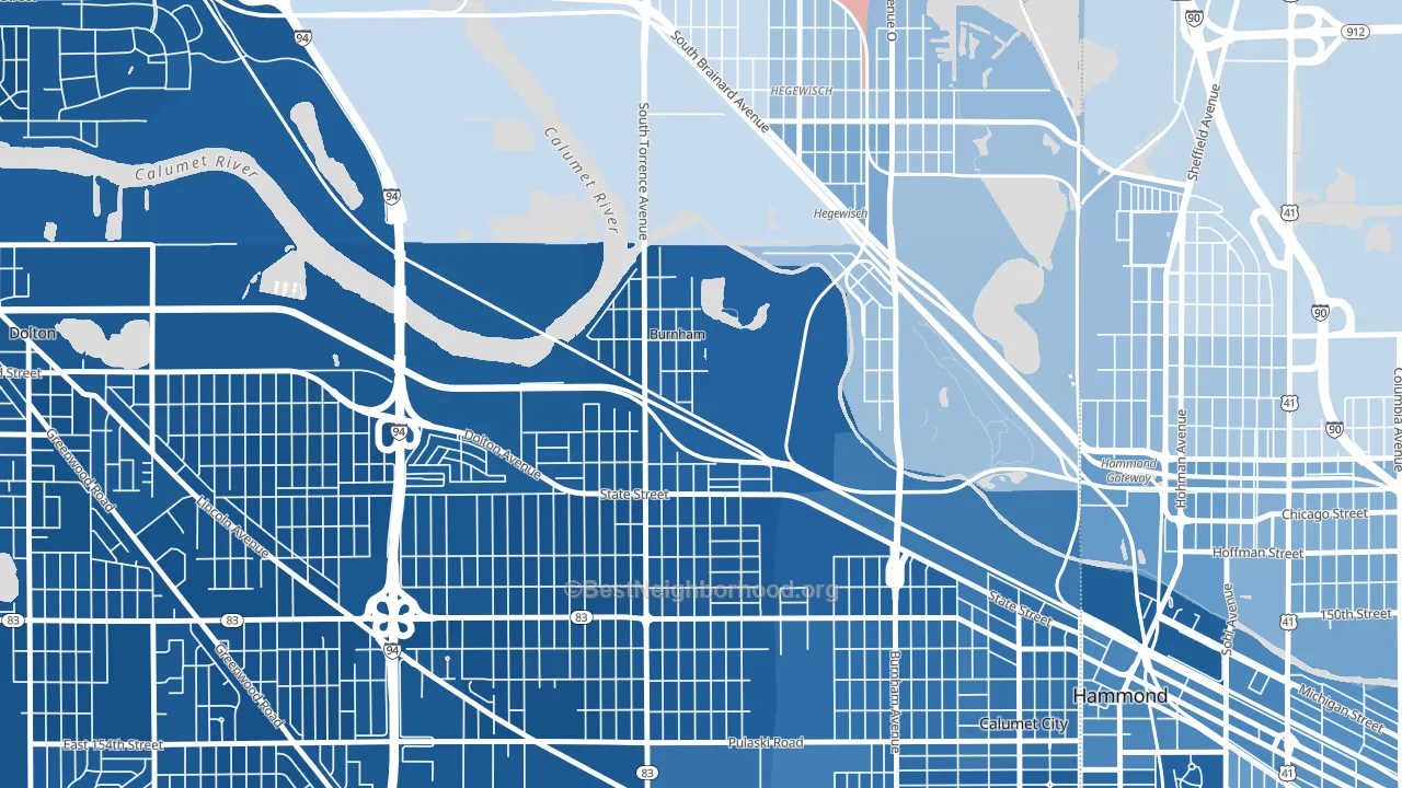 Burnham, IL block-group political-lean map