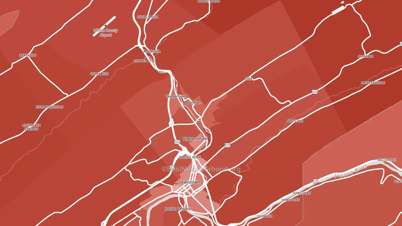 Burnham, PA block-group political-lean map