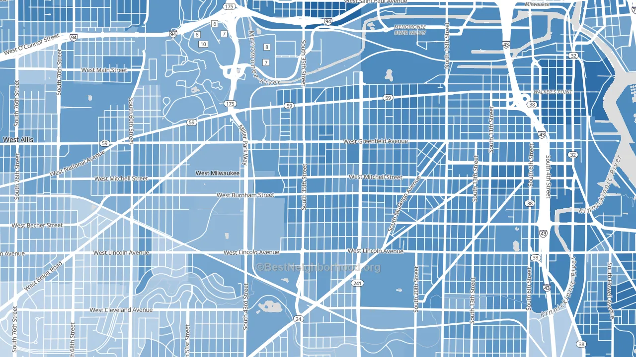 Burnham Park, Milwaukee, WI block-group political-lean map