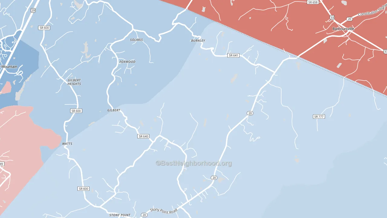 Burnley, VA block-group political-lean map