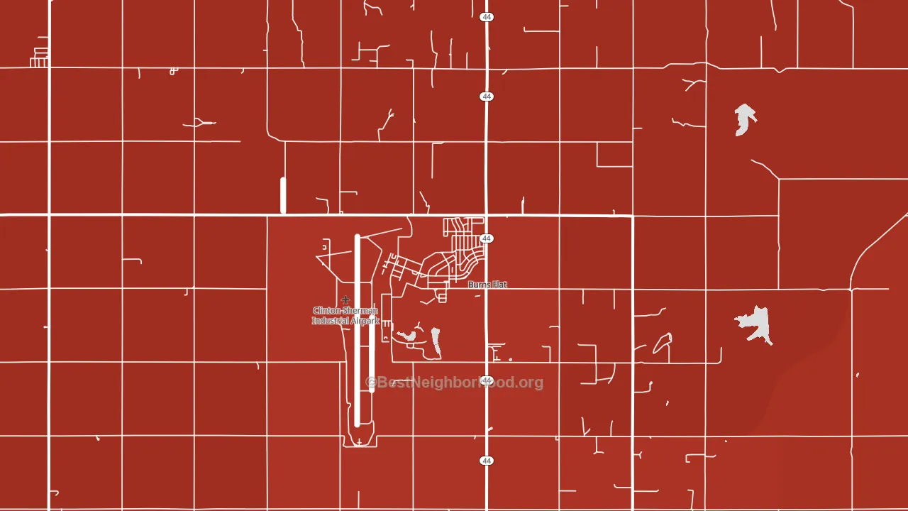Burns Flat, OK block-group political-lean map