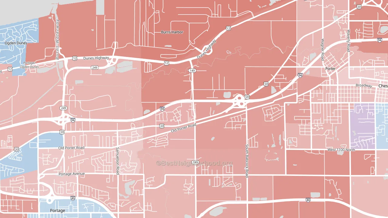 Burns Harbor, IN block-group political-lean map