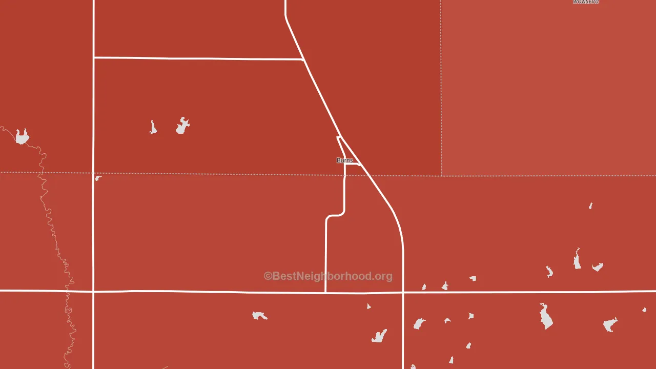 Burns, KS block-group political-lean map
