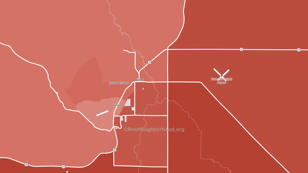 Burns, OR block-group political-lean map