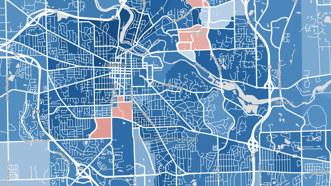 Burns Park, Ann Arbor, MI block-group political-lean map