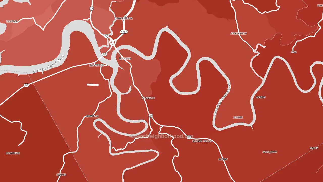 Burnside, KY block-group political-lean map