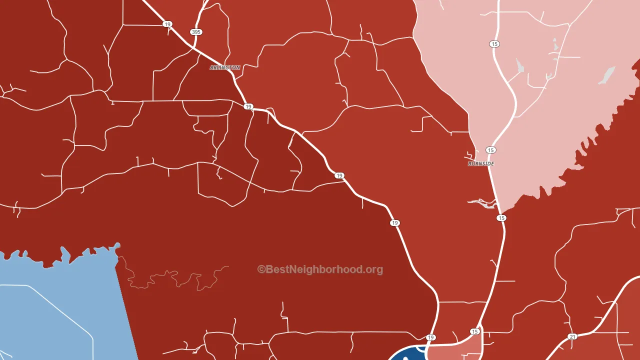 Burnside, MS block-group political-lean map