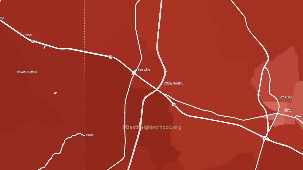 Burnsville, MS block-group political-lean map