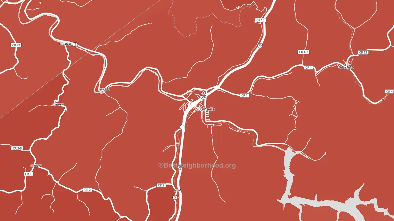 Burnsville, WV block-group political-lean map