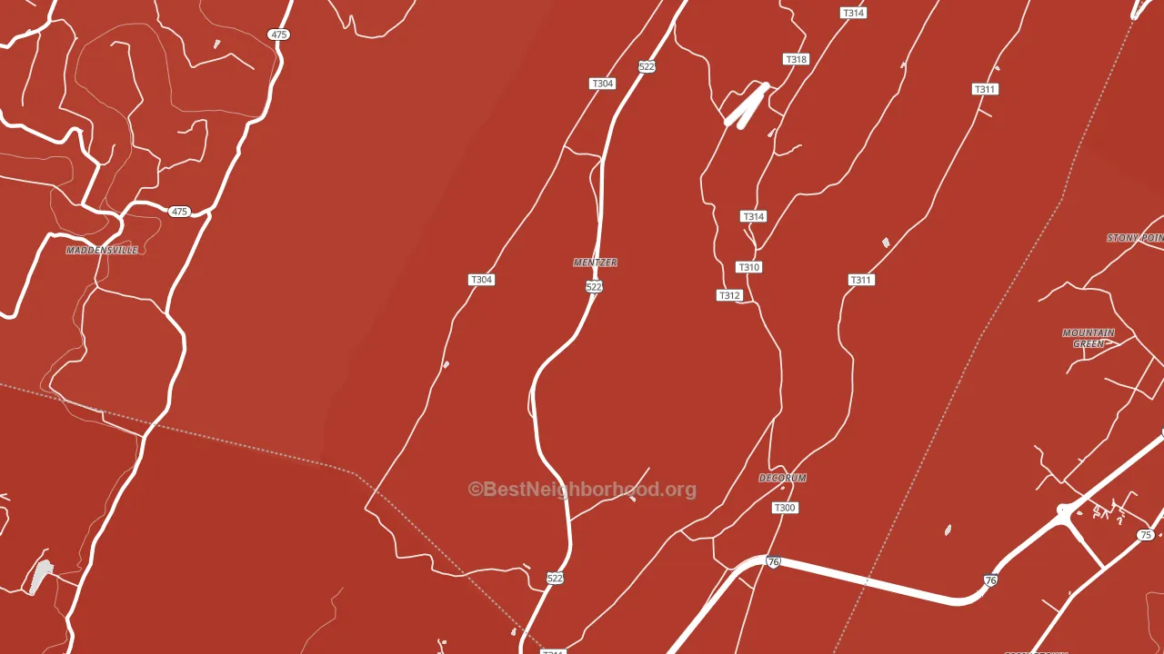 Burnt Cabins, PA block-group political-lean map