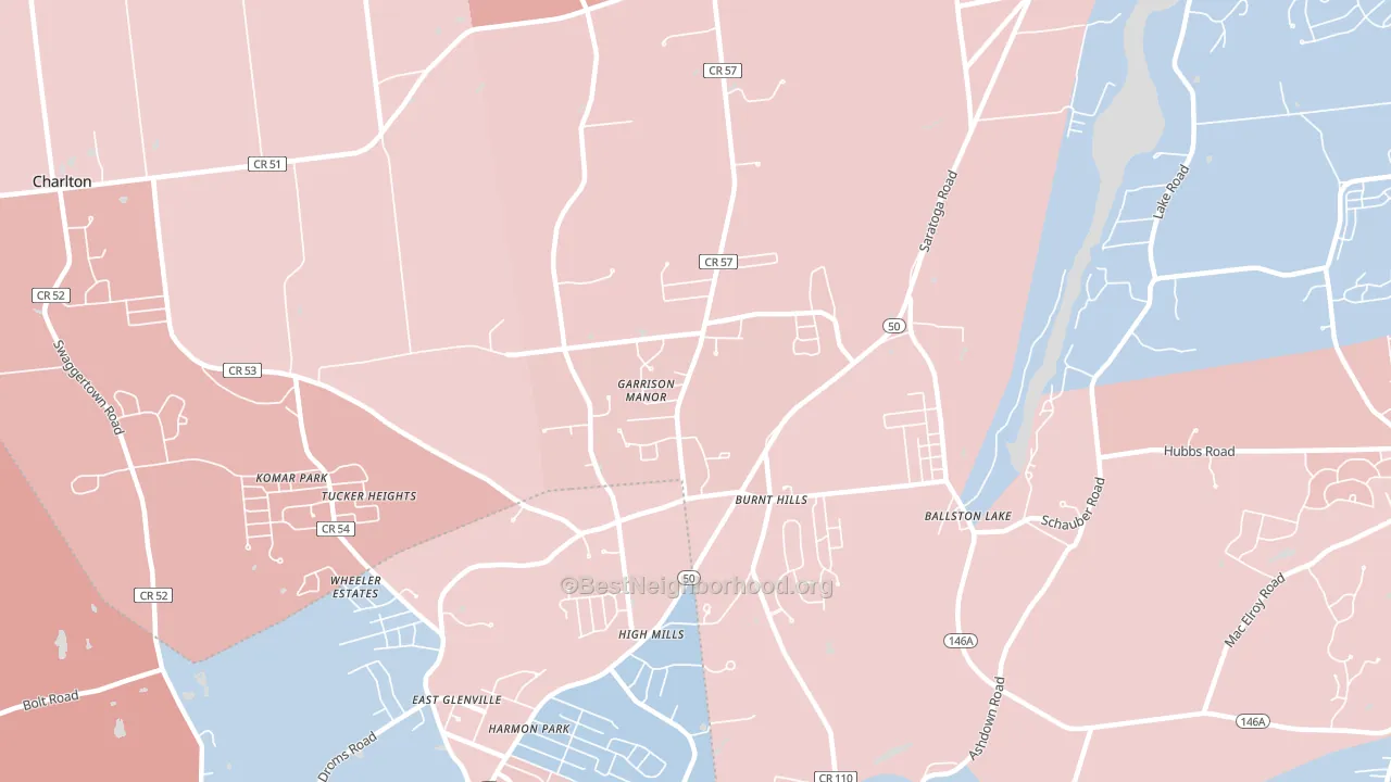 Burnt Hills, NY block-group political-lean map