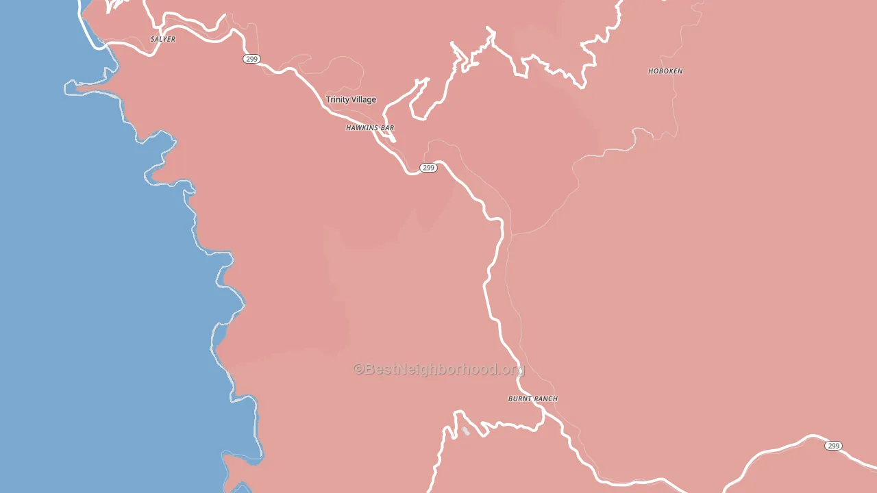 Burnt Ranch, CA block-group political-lean map