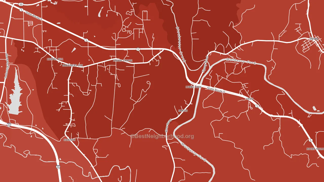 Burnwell, AL block-group political-lean map