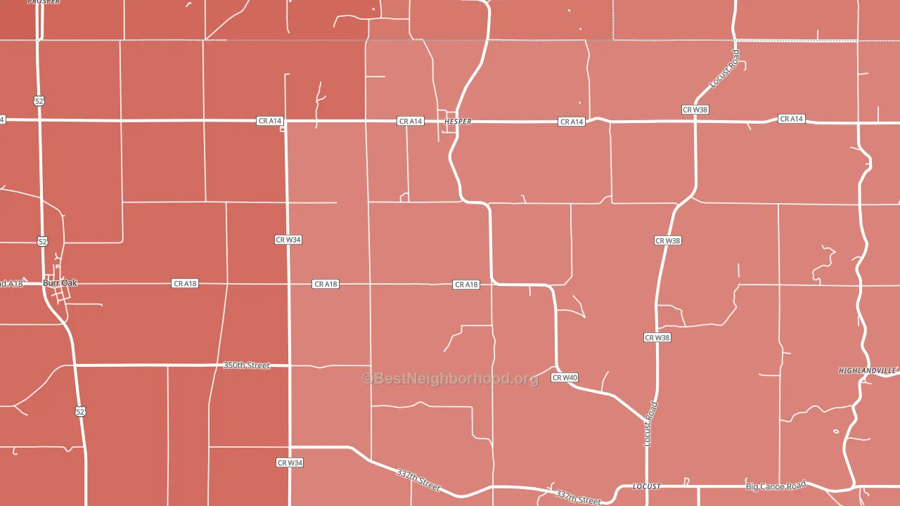 Burr Oak, IA block-group political-lean map