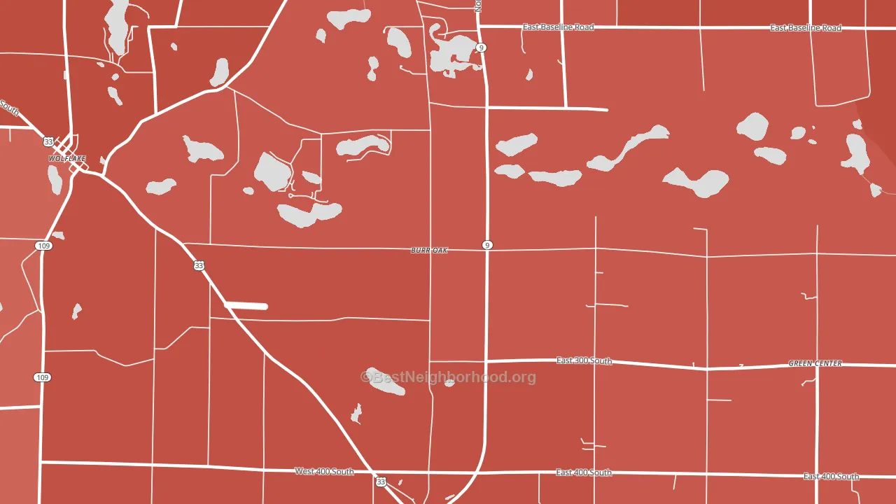 Burr Oak, IN block-group political-lean map
