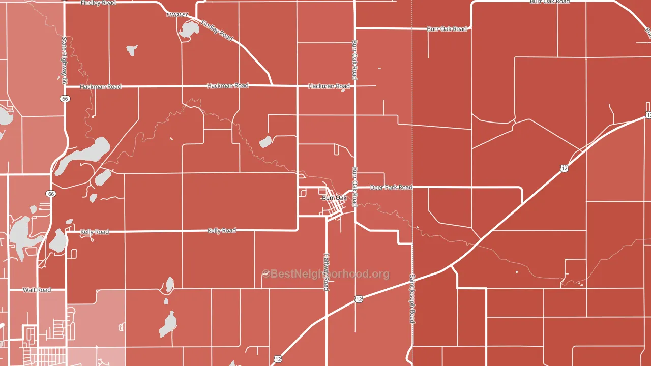 Burr Oak, MI block-group political-lean map