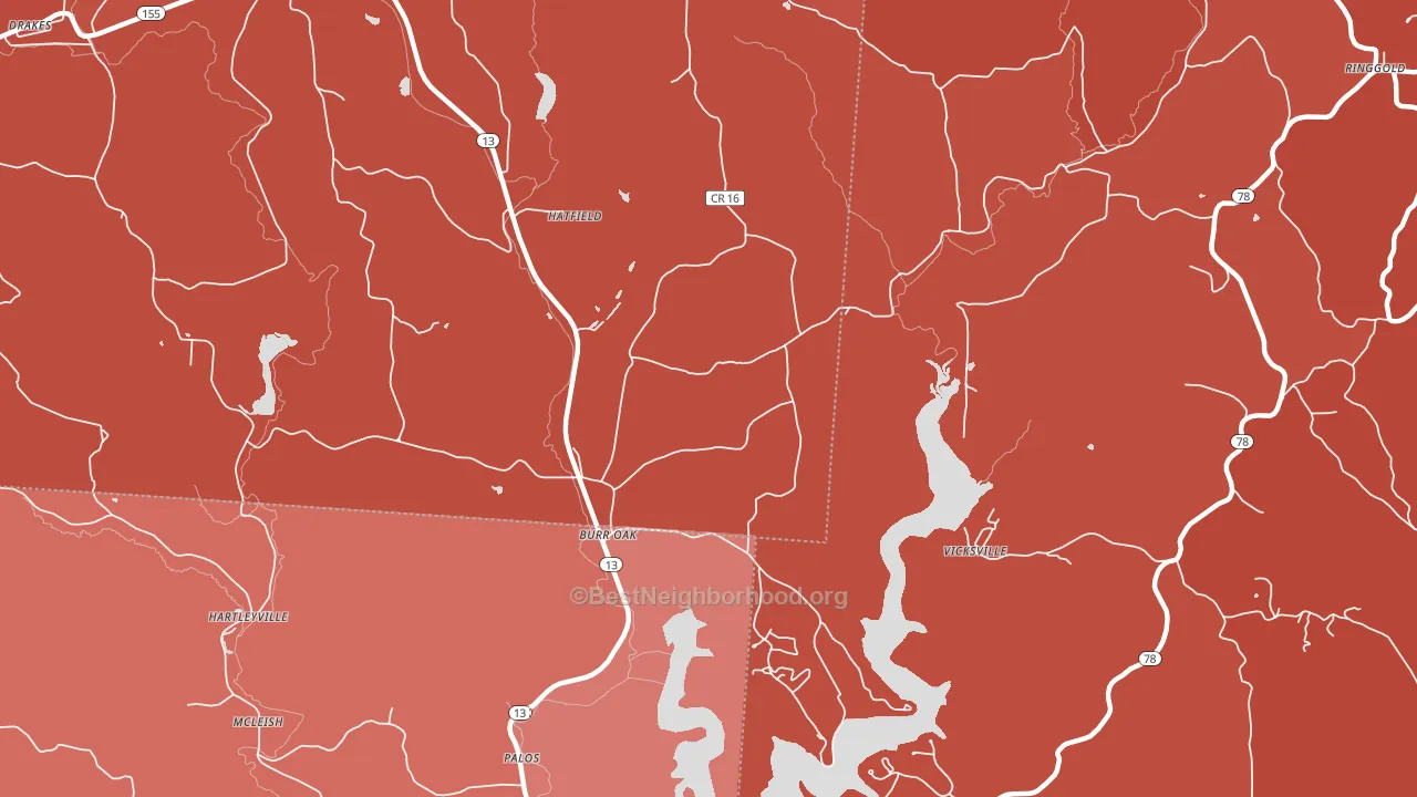 Burr Oak, OH block-group political-lean map