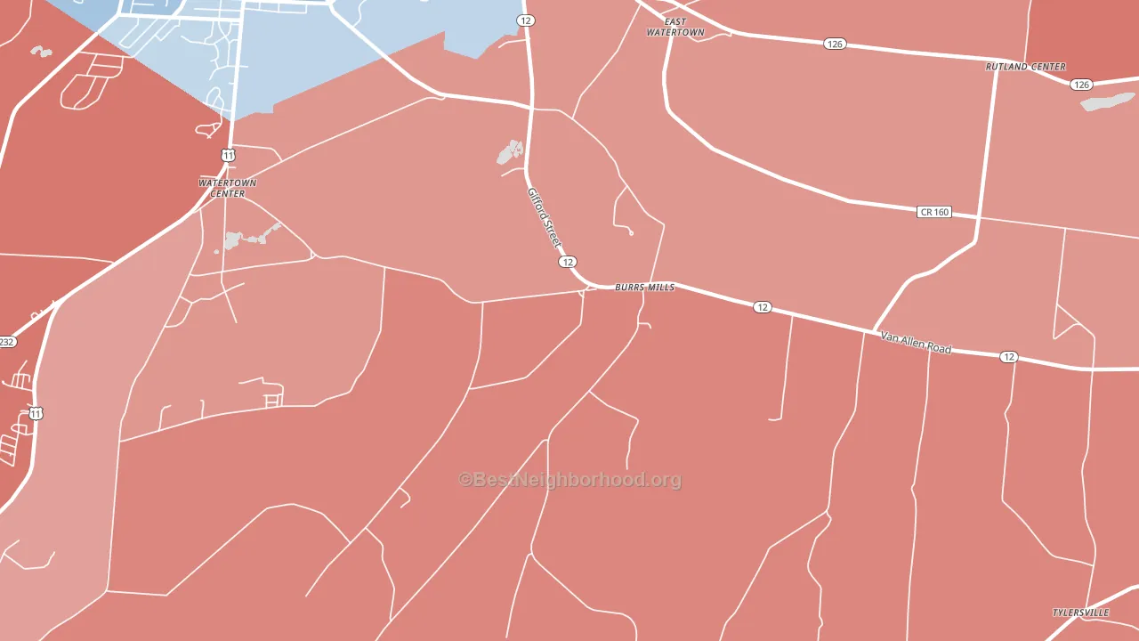 Burrs Mills, NY block-group political-lean map