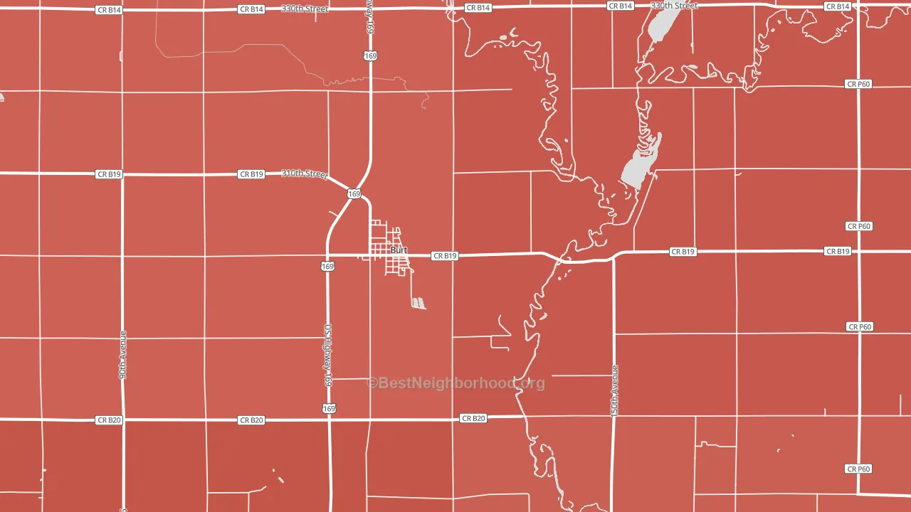 Burt, IA block-group political-lean map