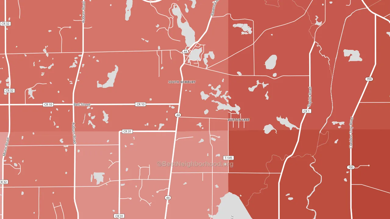 Burton Lake, OH block-group political-lean map