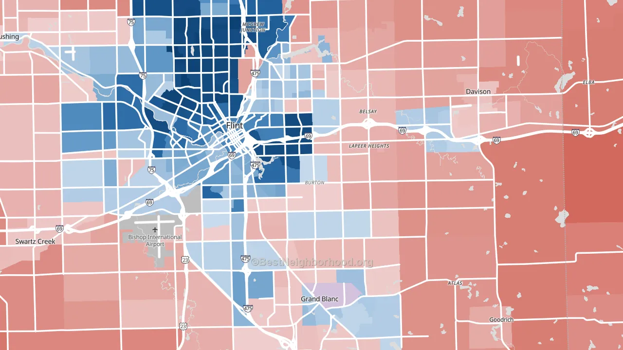 Burton, MI block-group political-lean map