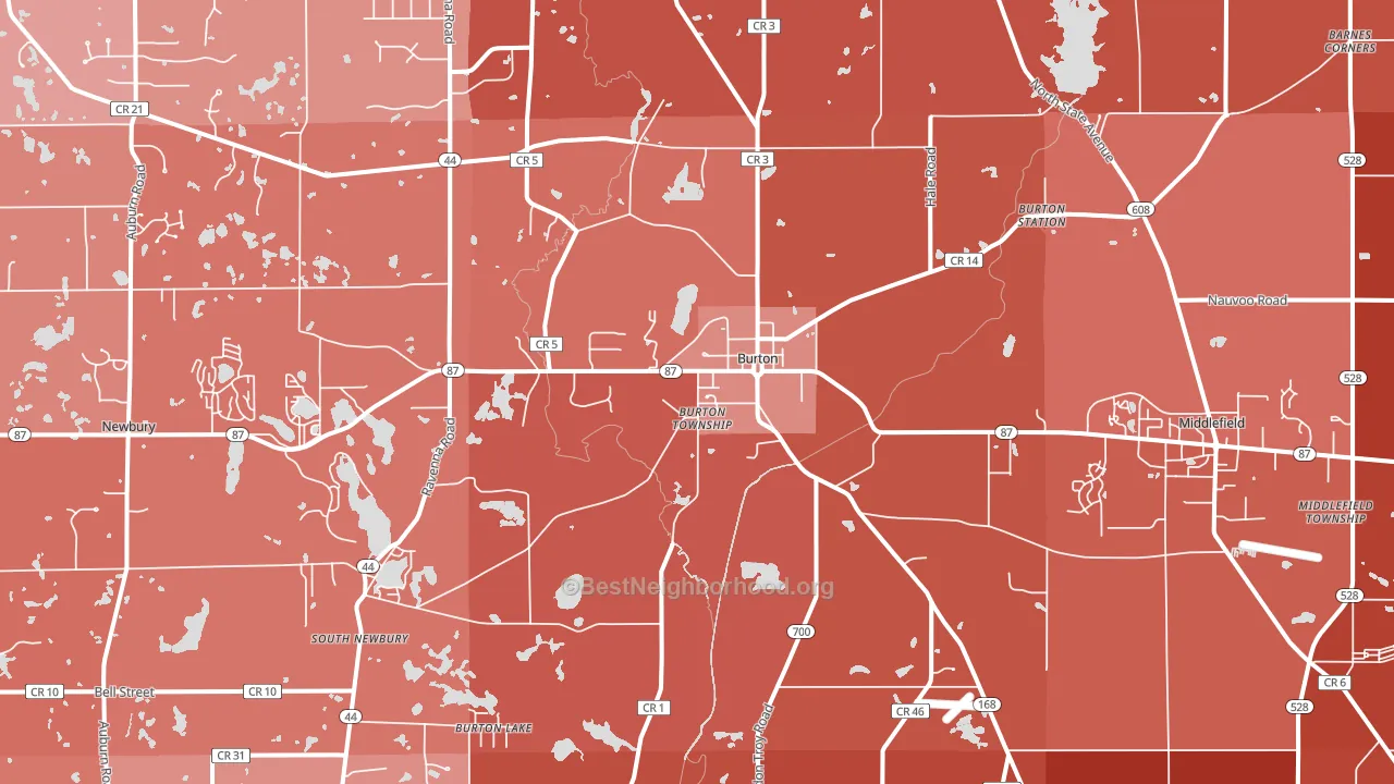 Burton, OH block-group political-lean map