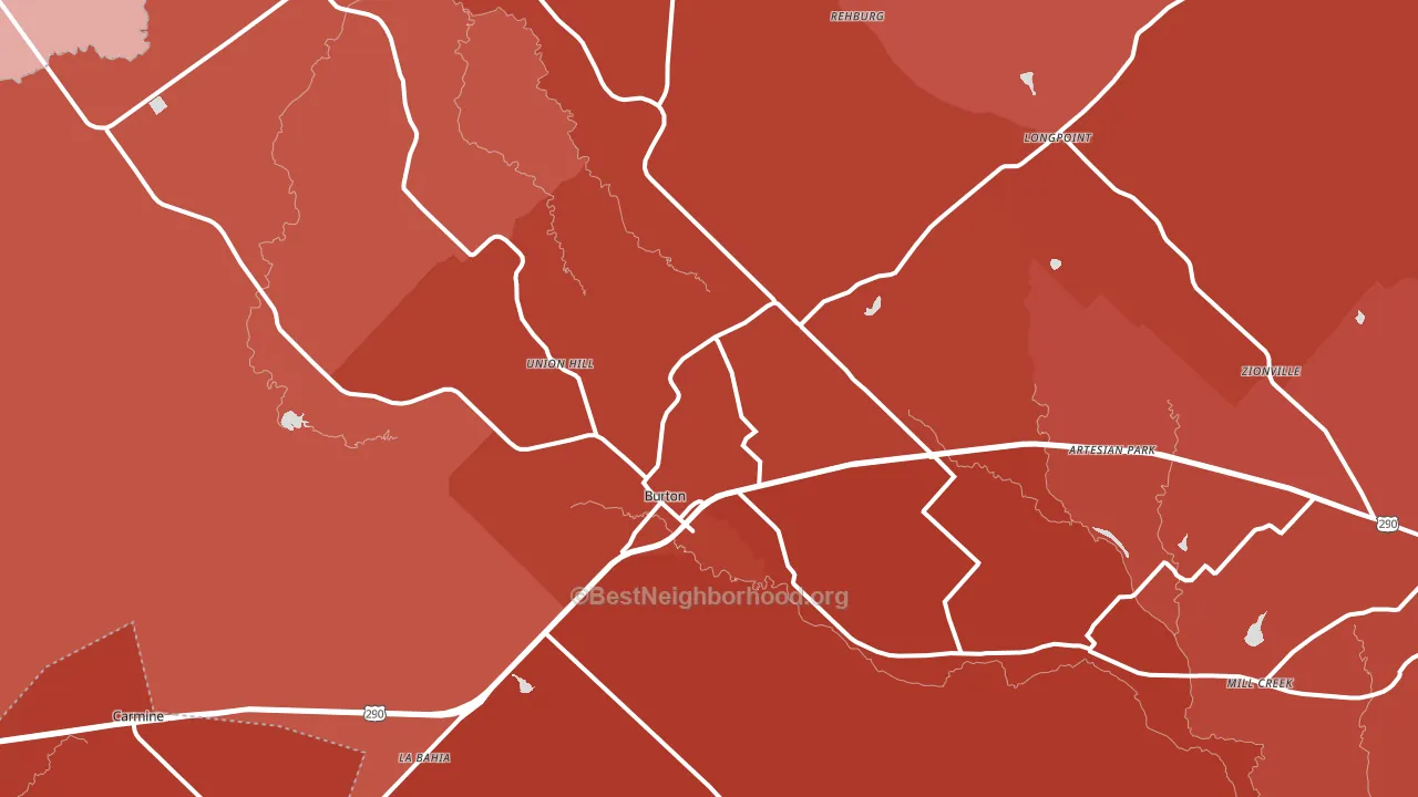 Burton, TX block-group political-lean map