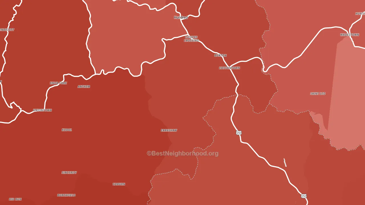 Burton, WV block-group political-lean map
