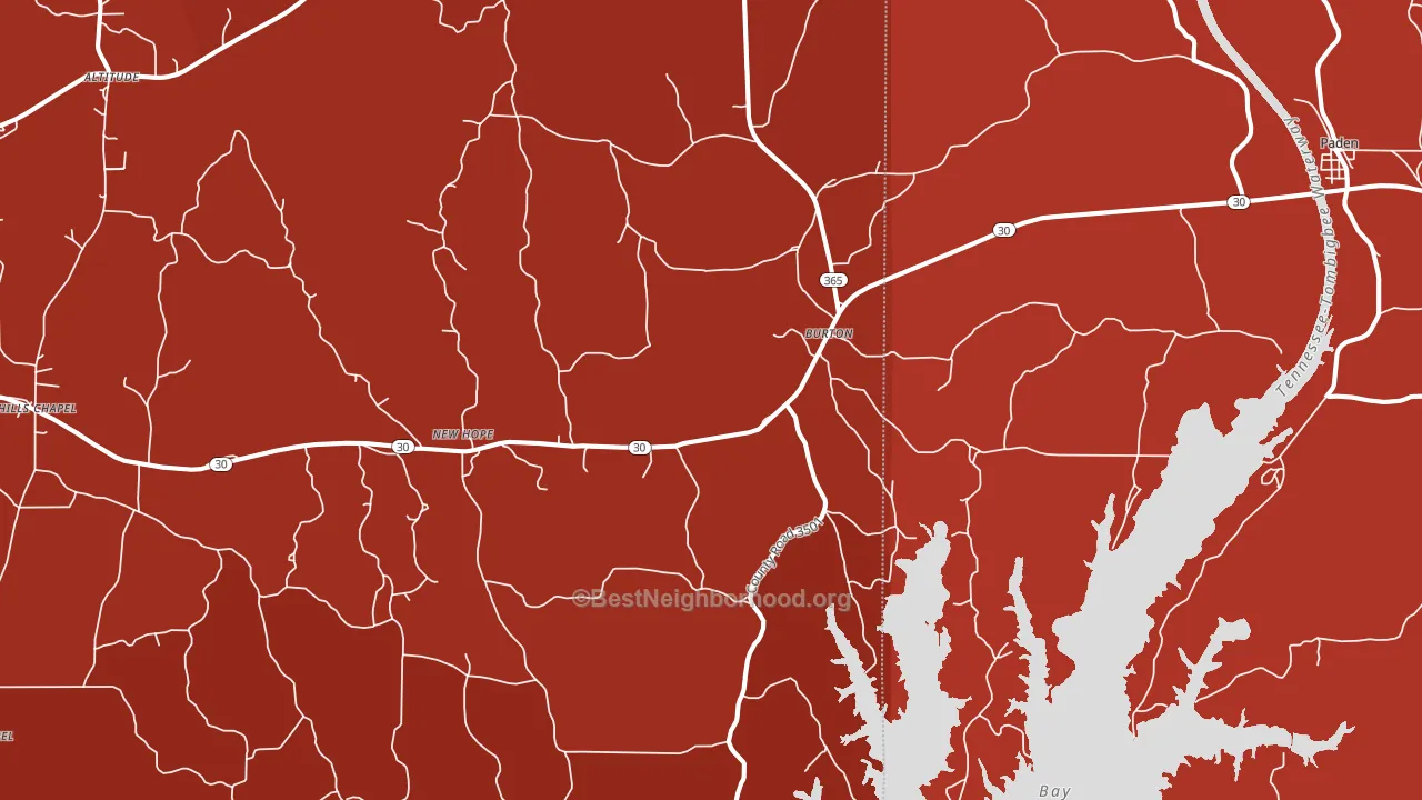 Burtons, MS block-group political-lean map