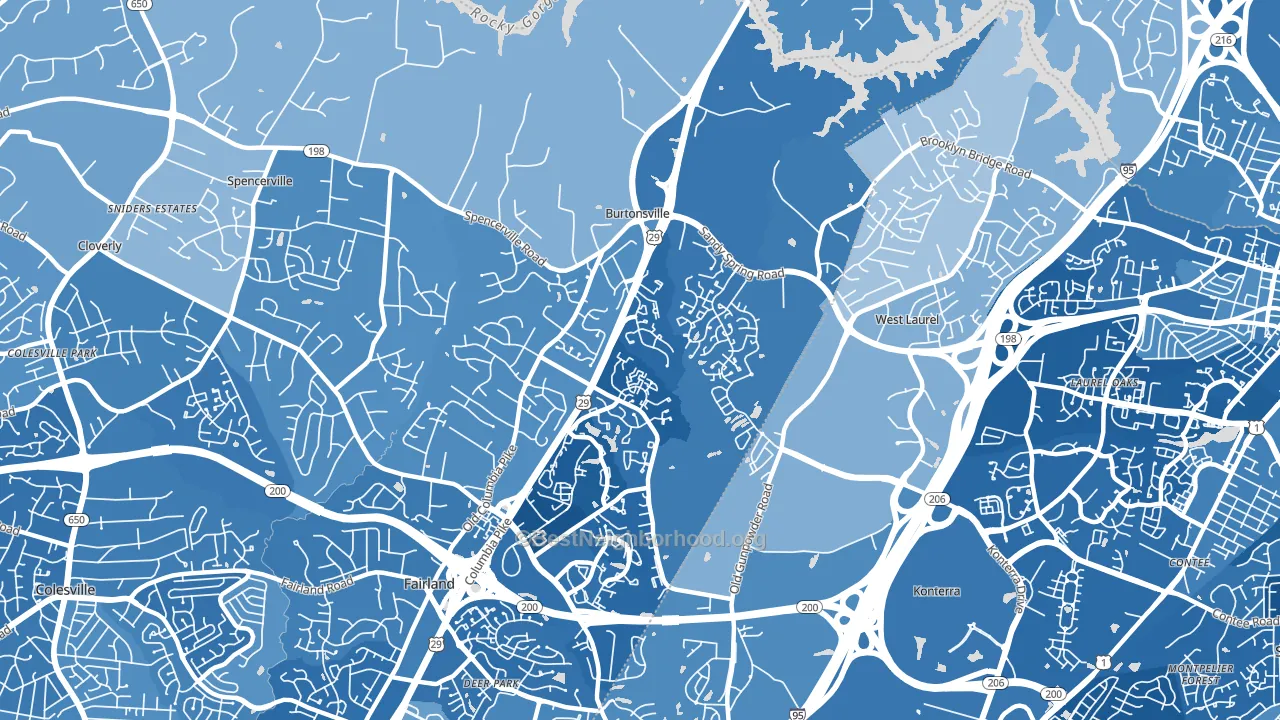 Burtonsville, MD block-group political-lean map