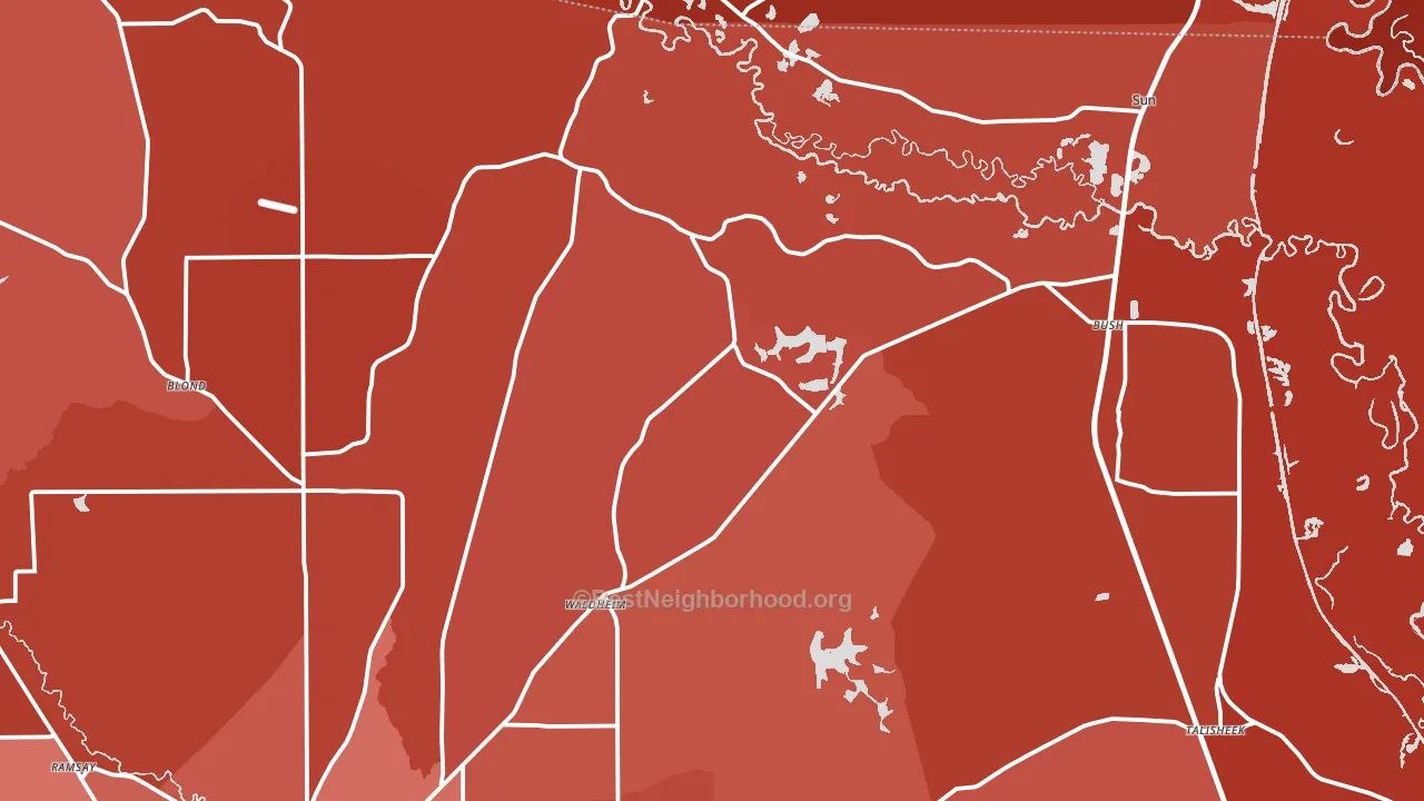 Bush, LA block-group political-lean map