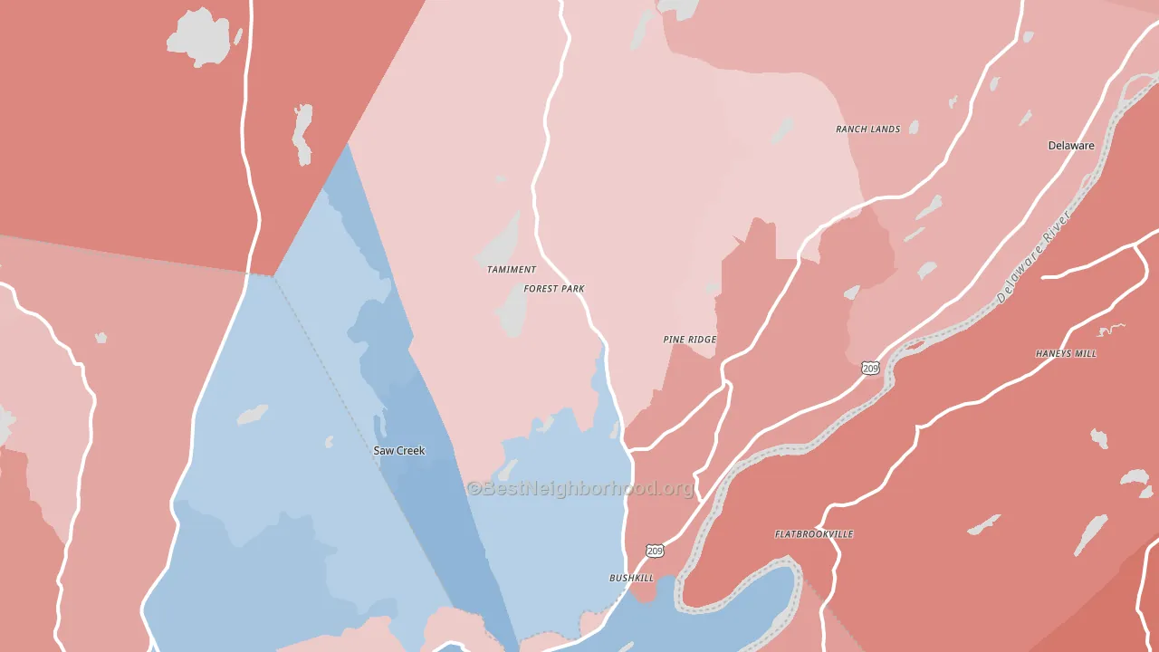 Bushkill, PA block-group political-lean map