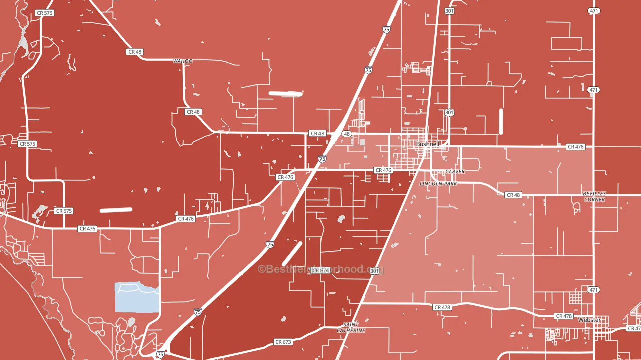 Bushnell, FL block-group political-lean map
