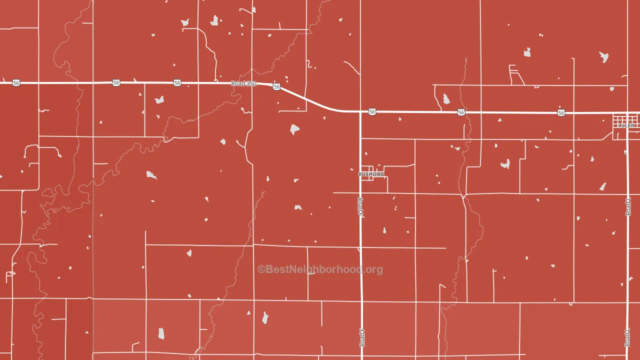 Bushong, KS block-group political-lean map