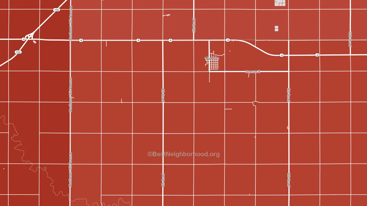 Bushton, KS block-group political-lean map