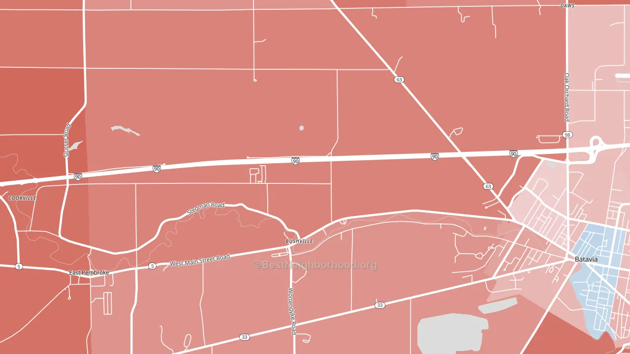 Bushville, NY block-group political-lean map