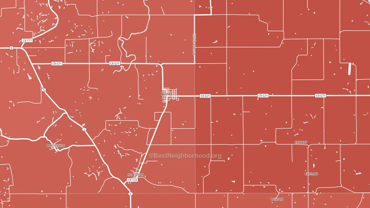 Bussey, IA block-group political-lean map