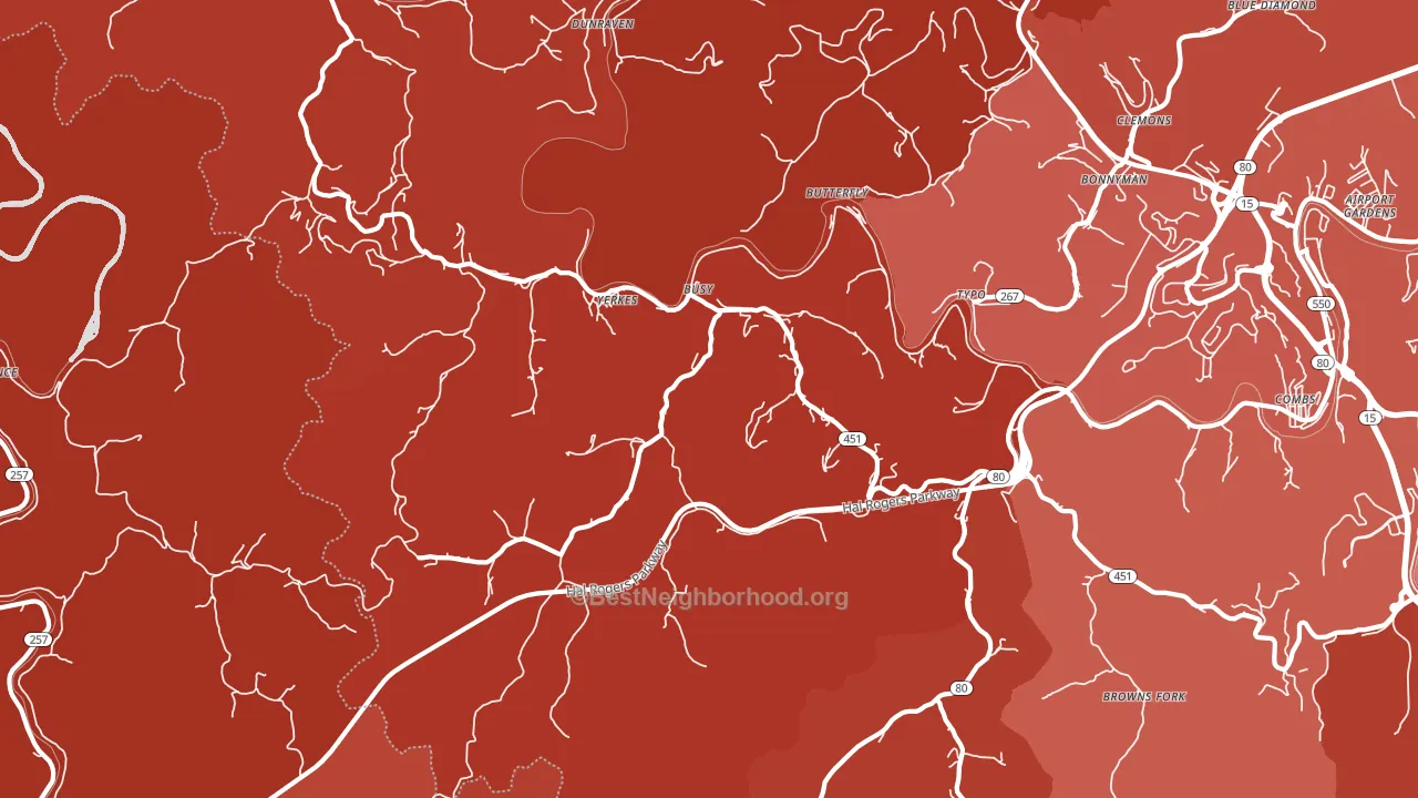 Busy, KY block-group political-lean map