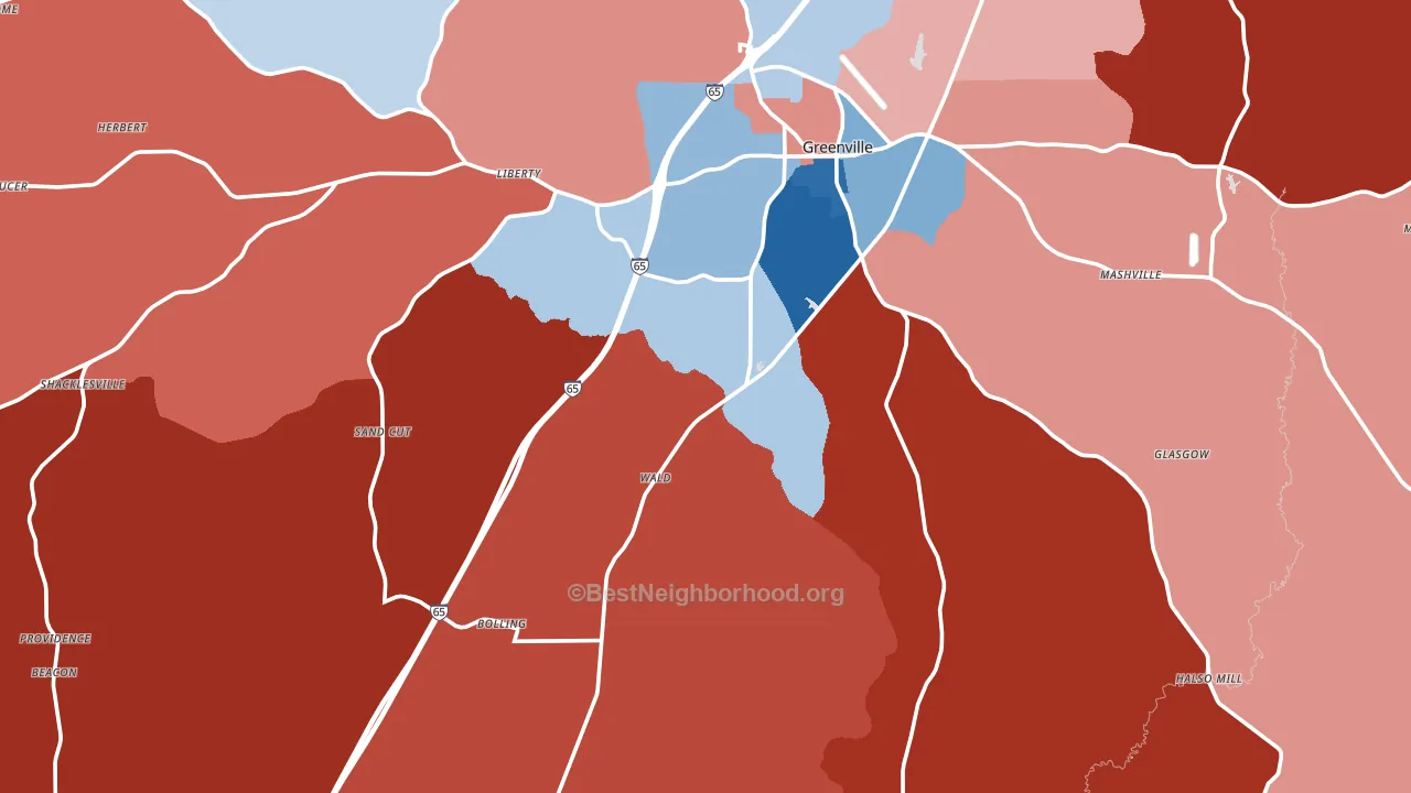 Butler County, AL block-group political-lean map