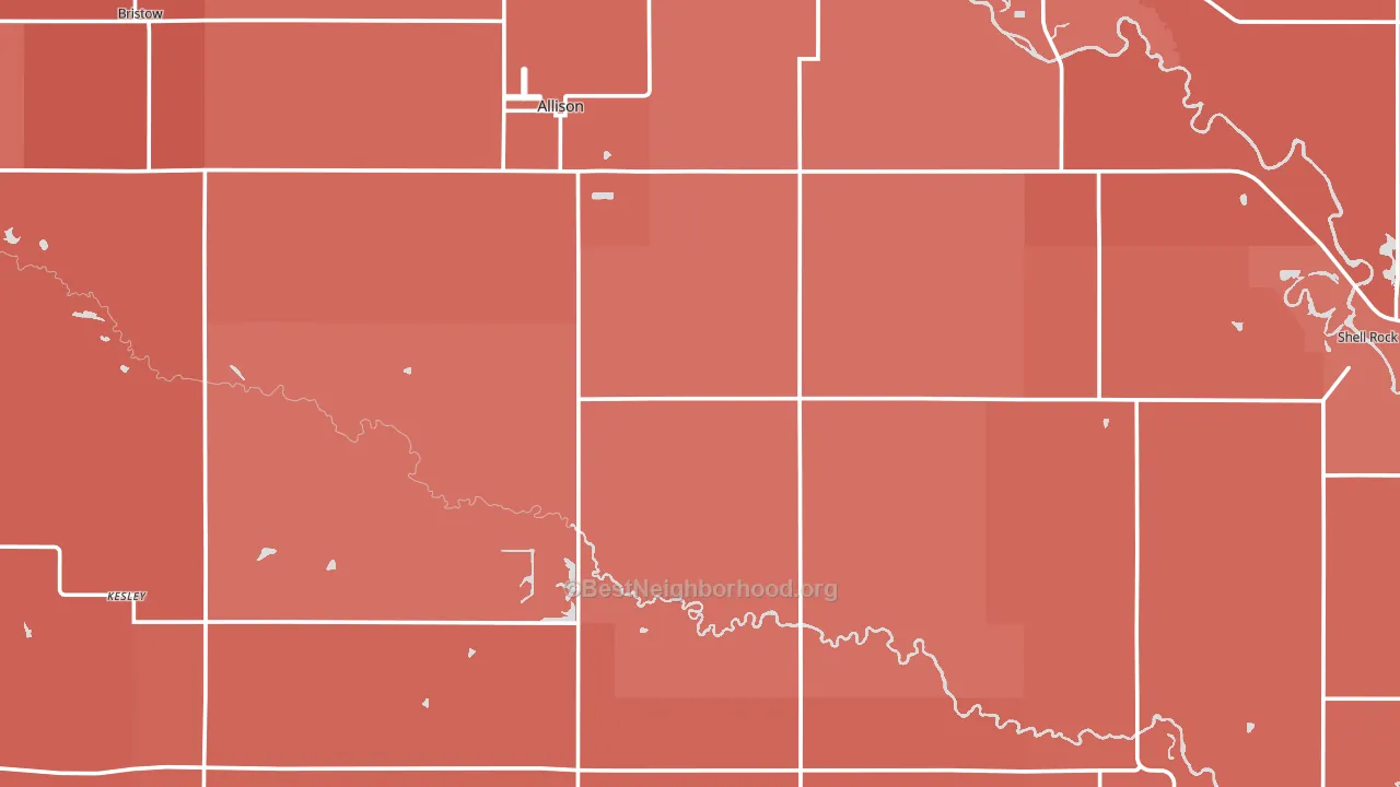 Butler County, IA block-group political-lean map