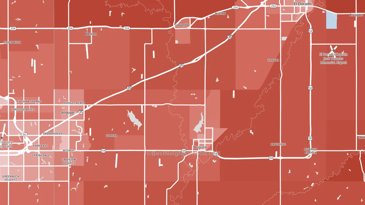 Butler County, KS block-group political-lean map