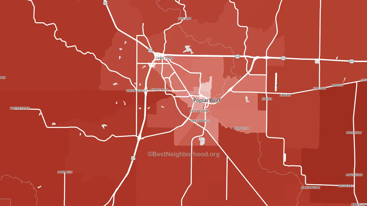 Butler County, MO block-group political-lean map