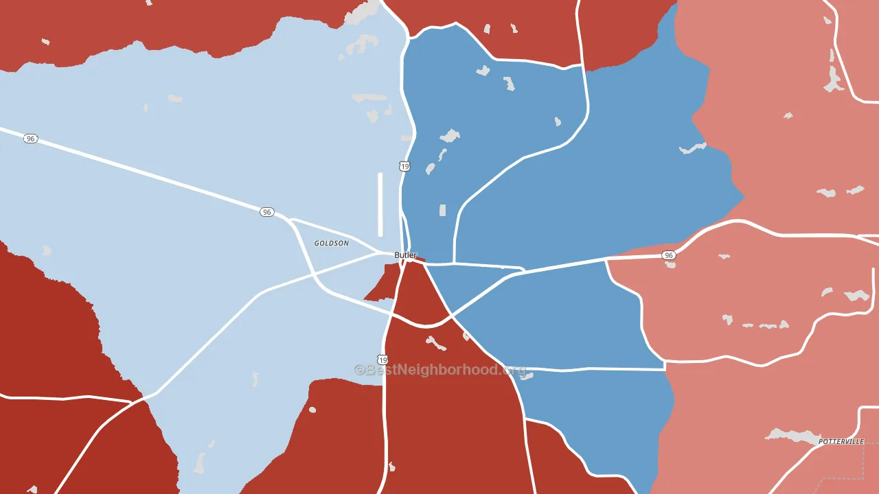 Butler, GA block-group political-lean map