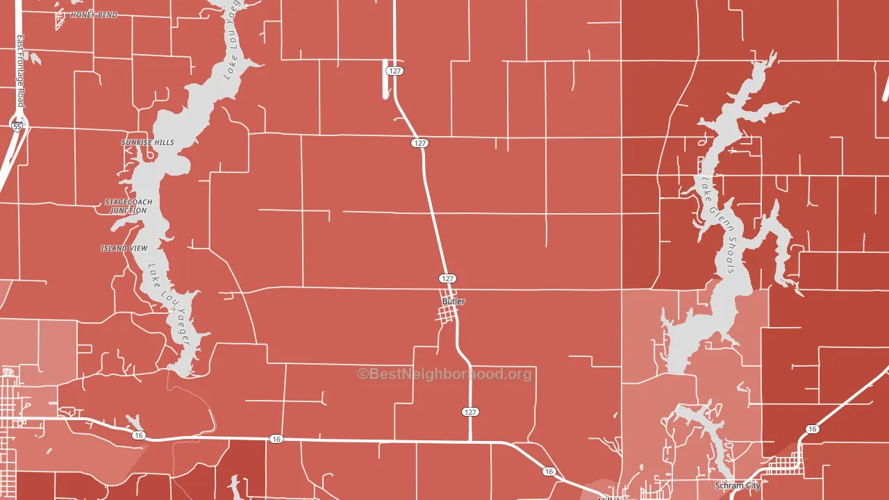 Butler, IL block-group political-lean map