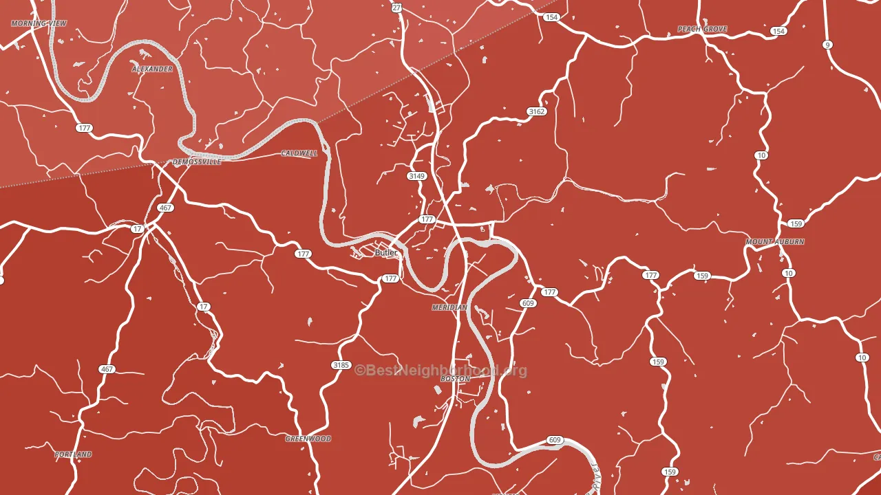 Butler, KY block-group political-lean map