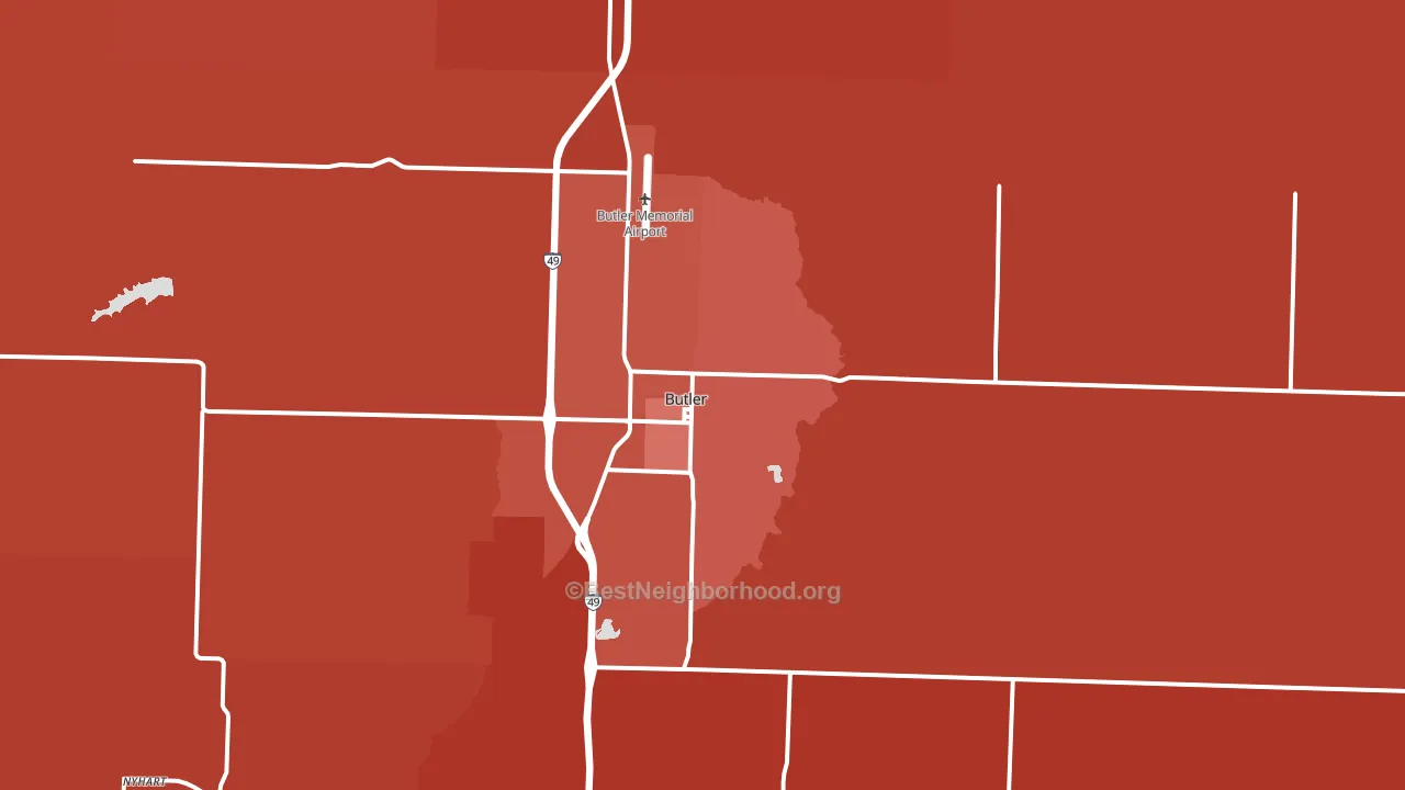 Butler, MO block-group political-lean map
