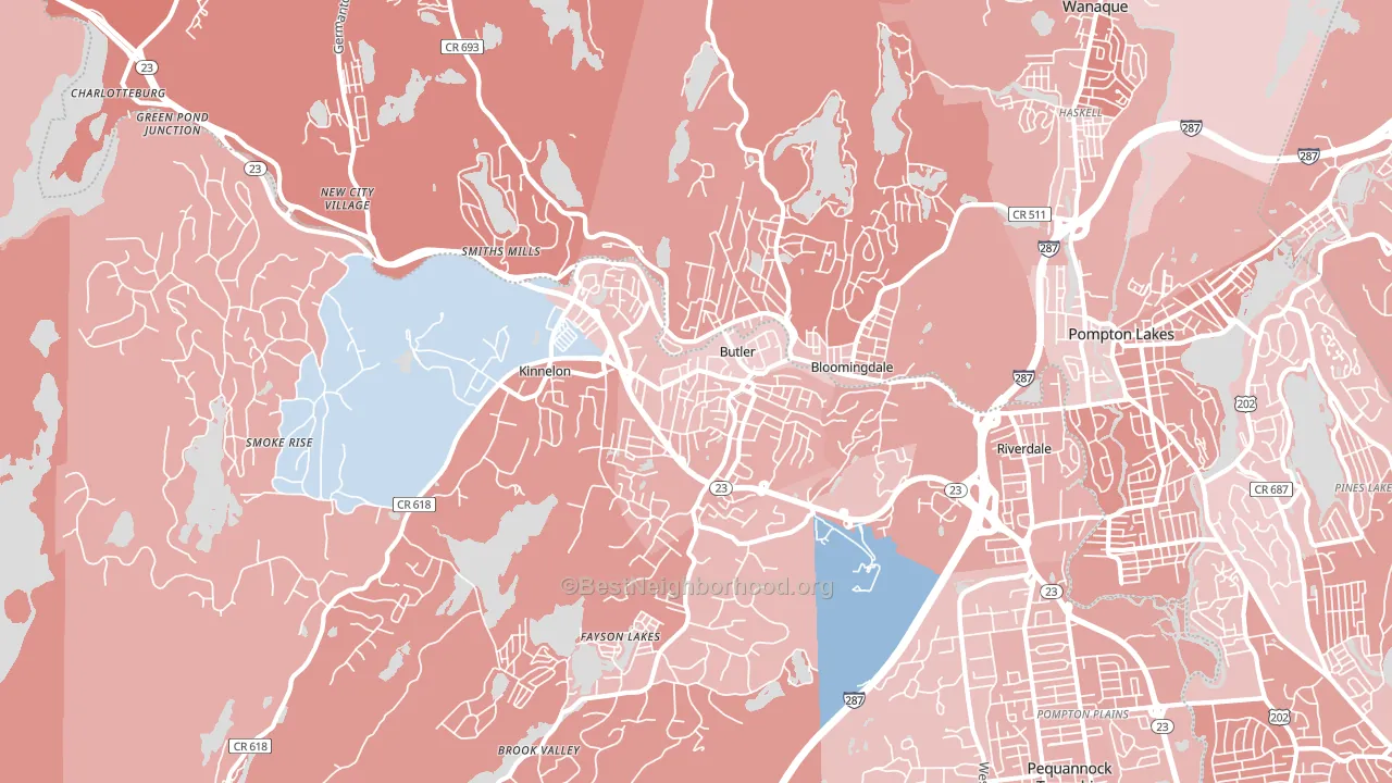 Butler, NJ block-group political-lean map